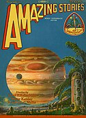 La couverture du numéro de novembre 1928 du magazine de science-fiction américain Amazing Stories. (définition réelle 5 102 × 6 957)