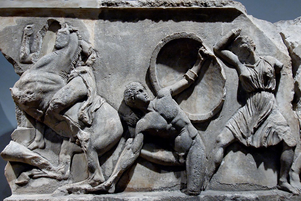 Relief of an Amazonomachy from the Mausoleum at Halicarnassus.