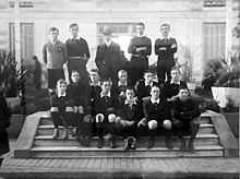 The Argentina national rugby union team before playing its first international v. the British Lions at Sociedad Sportiva Argentina, 12 June 1910 Argentina equipo v britishlions 1910.jpg