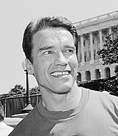 A photograph of Arnold Schwarzenegger in 1991