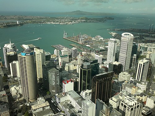 Auckland wharf from Skycity Tower