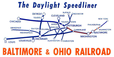 Route of the Daylight Speedliner (in orange)