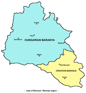 Baranya (region) Geographical region between Danube and Drava rivers