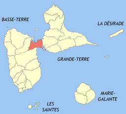 Kommunens läge i departementet Guadeloupe.