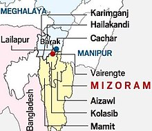 An image representing of Assam's Barak and Mizoram border disputed land areas Barak-Mizoram border dispute.jpg