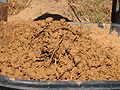 Mixed mud in wheel barrow