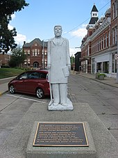 Monument of George Bartholomew on Court Avenue. Bartholomew statue, Court Avenue, Bellefontaine.jpg