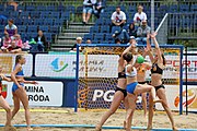 Deutsch: Beachhandball Europameisterschaften 2019 (Beach handball Euro); Tag 6: 7. Juli 2019 – Spiel um Platz Drei, Frauen, Kroatien-Niederlande 0:2 (14:23, 20:22) English: Beach handball Euro; Day 6: 7 July 2019 – Women's Bronze Medal Match – Croatia-Netherlands 0:2 (14:23, 20:22)