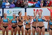 Deutsch: Beachhandball Europameisterschaften 2019 (Beach handball Euro); Tag 6: 7. Juli 2019 – Frauenfinale, Dänemark-Ungarn 2:0 (18:12, 23:22) English: Beach handball Euro; Day 6: 7 July 2019 – Women's Final – Denmark-Hungary 2:0 (18:12, 23:22)