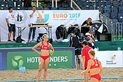 Deutsch: Beachhandball Europameisterschaften 2019 (Beach handball Euro); Tag 4: 5. Juli 2019 – Frauen, Viertelfinale, Kroatien-Ukraine 2:0 (21:20, 21:18) English: Beach handball Euro; Day 4: 5 July 2019 – Quarter Final Women – Croatia-Ukraine 2:0 (21:20, 21:18)