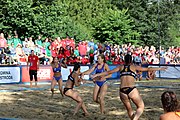 Deutsch: Beachhandball Europameisterschaften 2019 (Beach handball Euro); Tag 4: 5. Juli 2019 – Frauen, Viertelfinale, Spanien-Ungarn 1:2 (14:16, 26:16, 2:5) English: Beach handball Euro; Day 4: 5 July 2019 – Quarter Final Women – Spain-Hungary 1:2 (14:16, 26:16, 2:5)