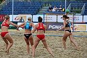 Deutsch: Beachhandball Europameisterschaften 2019 (Beach handball Euro); Tag 5: 6. Juli 2019 – Frauen, Halbfinale, Kroatien-Dänemark 1:2 (12:19, 17:10, 4:7) English: Beach handball Euro; Day 5: 6 July 2019 – Semifinal Men – Croatia-Denmark 1:2 (12:19, 17:10, 4:7)