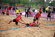 Deutsch: Beachhandball bei den Olympischen Jugendspielen 2018; Tag 6, 12. Oktober 2018; Jungen, Platzierungssspiel Ränge 9-10 – Chinese Taipei (Taiwan)-Uruguay 2:1 English: Beach handball at the 2018 Summer Youth Olympics at 12 October 2018 – Boy's Placement Match 9-10 – Chinese Taipei (Taiwan)-Uruguay 2:1