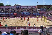 Deutsch: Beachhandball bei den Olympischen Jugendspielen 2018; Tag 4, 10. Oktober 2018; Jungs, Vorrunde, Gruppe B - Italien-Argentinien 1:2 English: Beach handball at the 2018 Summer Youth Olympics at 10 October 2018 – Boys Preliminary Round Group B‎ – Italy-Argentina 1:2