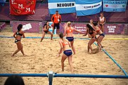 Deutsch: Beachhandball bei den Olympischen Jugendspielen 2018; Tag 5, 10. November 2018; Mädchen, Hauptrunde - Chinese Taipei (Taiwan)-Niederlande 1:2 English: Beach handball at the 2018 Summer Youth Olympics at 11 October 2018 – Girls Main Round – Chinese Taipei (Taiwan)-Netherlands 1:2