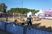 Deutsch: Beachhandball bei den Olympischen Jugendspielen 2018; Tag 3, 9. Oktober 2018; Mädchen, Vorrunde, Gruppe B - Venezuela-Niederlande 1:2 English: Beach handball at the 2018 Summer Youth Olympics at 9 October 2018 – Girls Preliminary Round Group B‎ – Venezuela-Netherlands 1:2