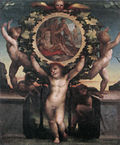 Thumbnail for Putti Bearing a Tondo Showing the Drunkenness of Noah