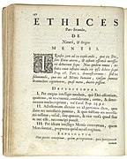 Benedictus de Spinoza - Ethices Pars secunda, De Naturâ & Origine mentis, 1677.jpg