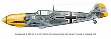 Bf 109 E-4/N, Stab/JG 26, W.Nr. 5819, geflogen von Kommodore Major Adolf Galland, Audembert/Frankreich, September 1940