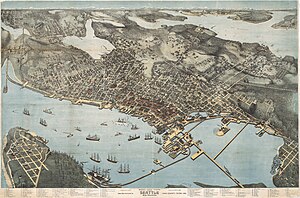 300px birds eye view of seattle and environs king county%2c wash%2c 1891 eighteen months after the great fire %28maps 68%29