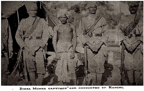 Birsa Munda captured and conducted to Ranchi(1890).