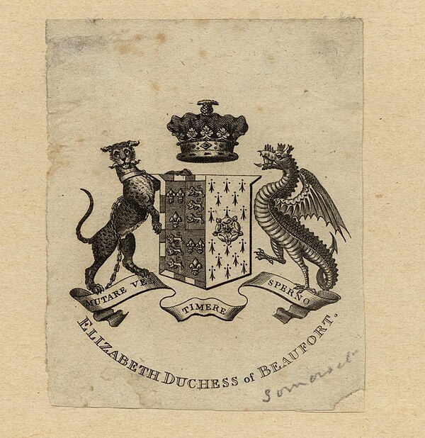 Bookplate of the Duchess of Beaufort