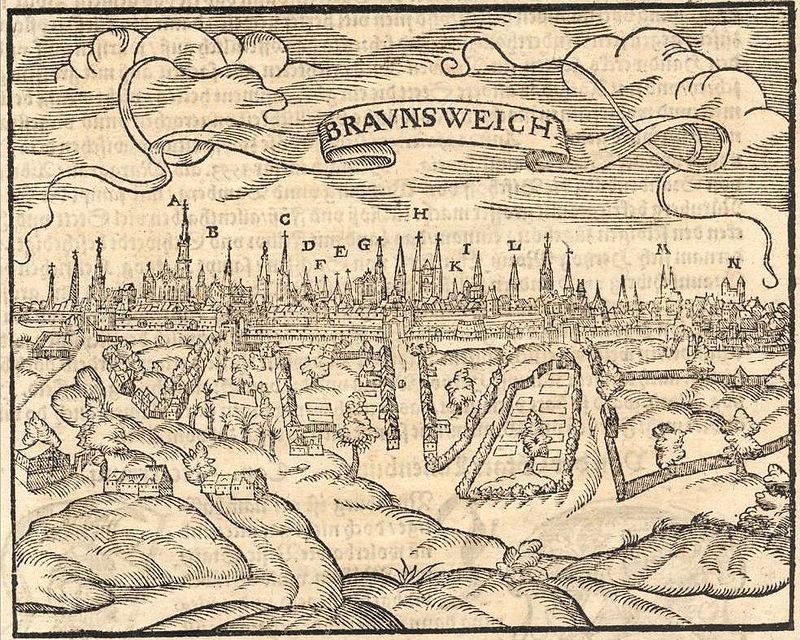 Die Geschichte der Stadt Braunschweig 800px-Braunschweig_Brunswick_%28Holzschnitt_um_1550_Woodcut_approx_1550%29