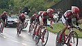L'équipe cycliste Team CSC lors du Tour de France 2004.