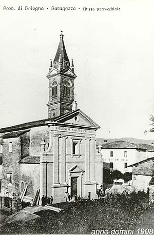 Castiglione dei Pepoli - frazione Baragazza - chiesa di San Michele Arcangelo - cartolina.jpg
