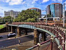 The elevated viaduct, serving as a tram-way Central Railway Station Viaducts c.1906.jpg