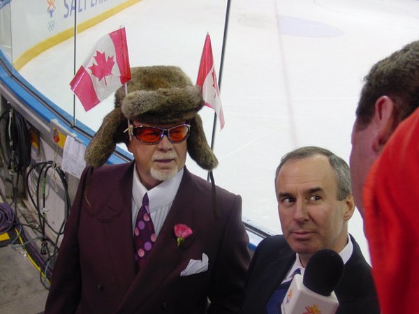 Don Cherry (until 2019) and Ron MacLean (pictured in 2002) are among the Hockey Night in Canada talent retained by Rogers.