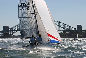 Cherub dinghy sailing on Sydney Harbour Cherub Sydney Harbour 02.jpg