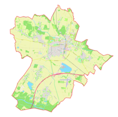 Mapa konturowa gminy miejskiej Murska Sobota, w centrum znajduje się punkt z opisem „Murska Sobota”