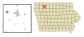 Clay County Iowa Incorporated and Unincorporated areas Everly Highlighted.svg