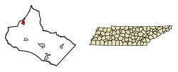 Locatie van vriendschap in Crockett County, Tennessee.