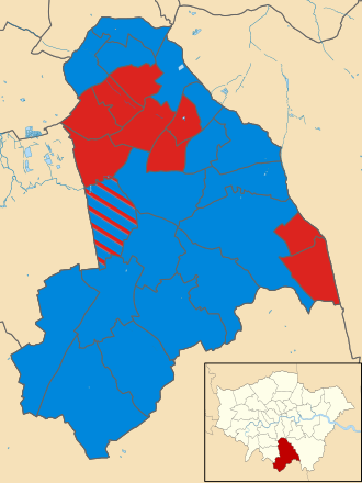 Croydon Londra elezioni locali del Regno Unito 1986 map.svg