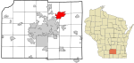 Dane County Wisconsin incorporated and unincorporated areas Sun Prairie highlighted.svg