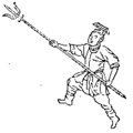 Koreanischer Krieger mit Dreizack (um 1790)