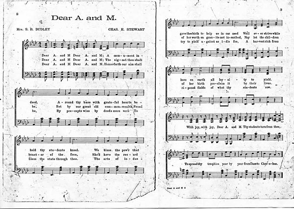 Sheet Music to "Dear A&T," which at the time was referred to as "Dear A.&M." when the school was known as the "Agricultural and Mechanical College for the Colored Race" DearA&TSheetMusic.jpg