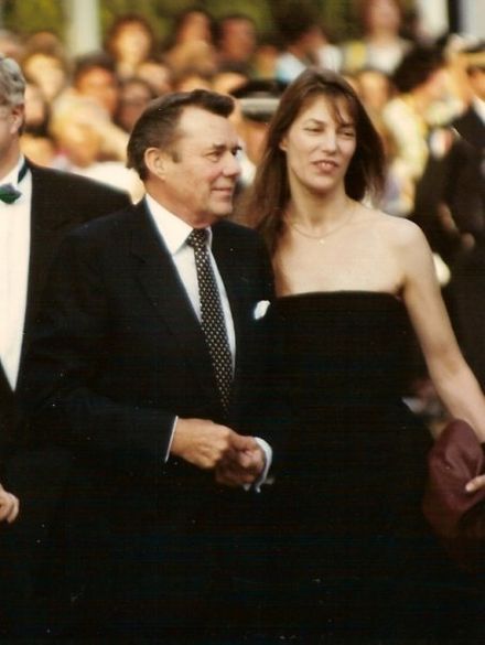 Dirk Bogarde et Jane Birkin au Festival de Cannes 1990 pour la projection de Daddy nostalgie.