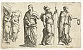 Drie vrouwenbeelden en een groep met twee vrouwen en een kind Paradigmata graphices variorum artificum (serietitel), RP-P-1905-6588.jpg