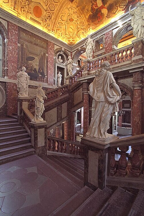 The great staircase with sculptures by Nicolaes Millich