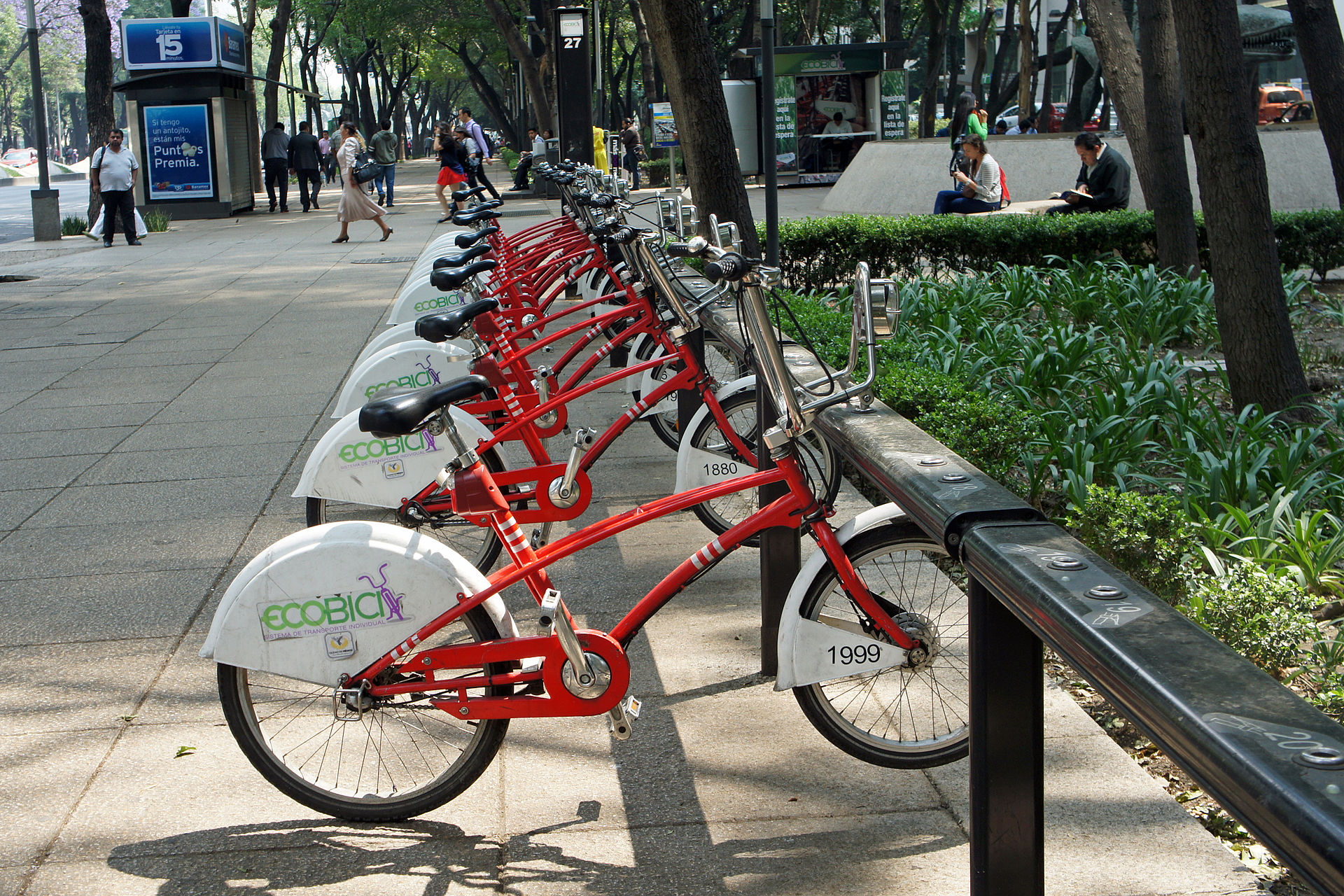 Rack of EcoBici bikes