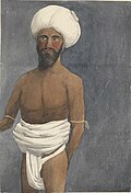 Portrait of Seru Epenisa Cakobau wearing an i-sala, watercolor portrait by Edward Fanshawe, 1849