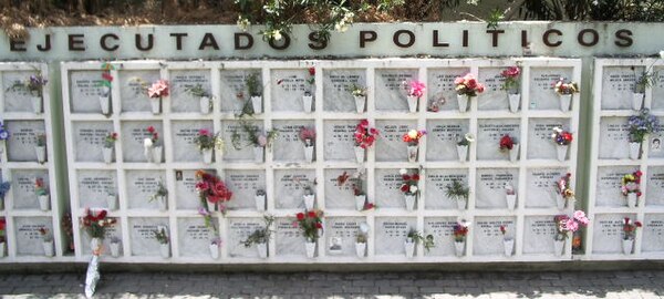 Some funeral urns of political activists executed by the Chilean military dictatorship, from 1973 to 1990, in the cemetery of Santiago