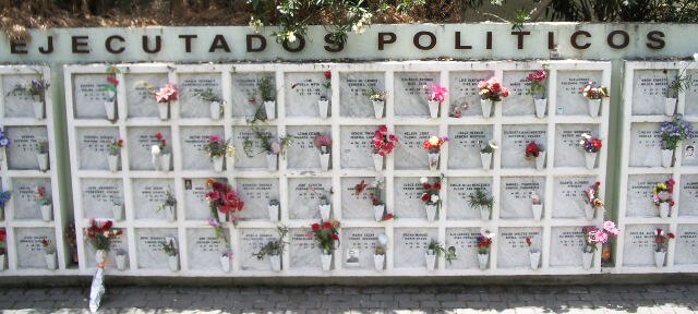 Some funeral urns of political activists executed by the Chilean military dictatorship, from 1973 to 1990, in the cemetery of Santiago