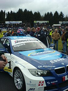 Elgaard in a BMW 320si waiting to start in the Danish Touring Car Championship. Elgaard.JPG