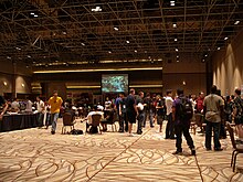 A crowd in the main hall on day 2 of Evo 2009 Evo 2009 day 2 - 3733825616 Large hall.jpg