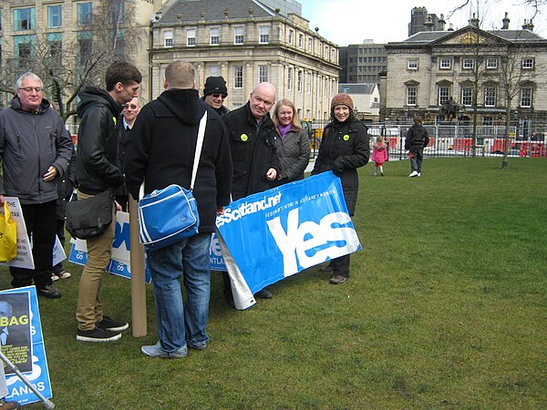 Yes Scotland activists at demonstration