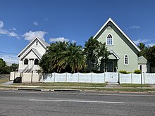 Former Clayfield Congregational Church (right) and hall (left), 221 Bonney Avenue, 2020 Former Eagle Junction Congregational Church (right) and hall (left), 221 Bonney Avenue, 2020.jpg